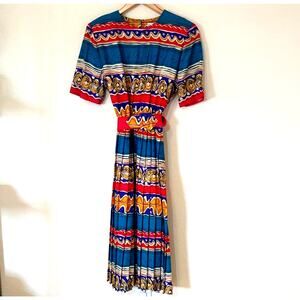 Vintage Terri Ellen 90s abstract striped dress with belt